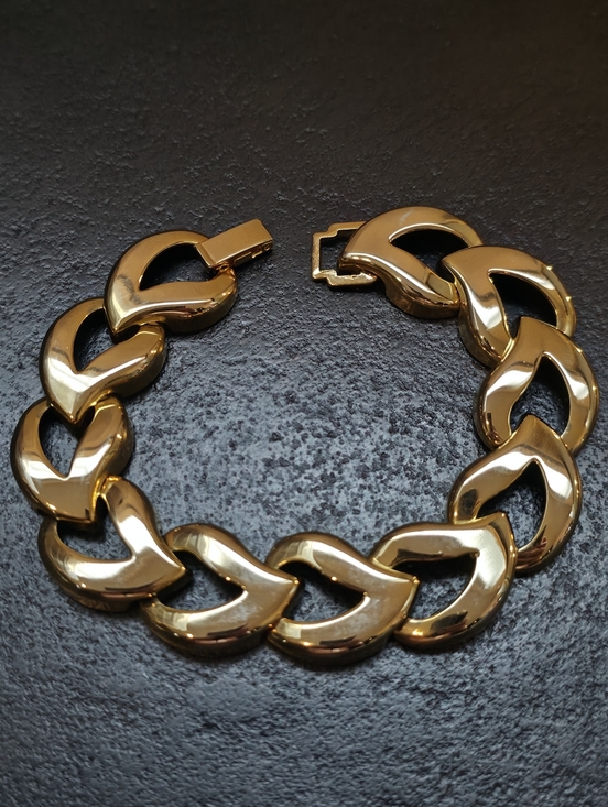Jewelry - Vintage 1980s Chunky Wishbone Link Statement Bracelet – High Polish Gold